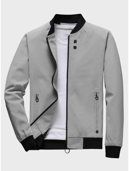 Shein Men Zip Up Bomber Jacket