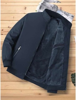 Men Teddy Lined Zipper Jacket