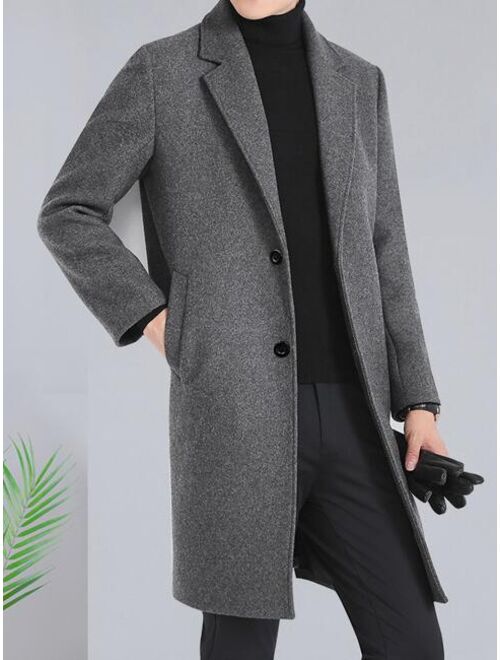 Shein Men 1pc Lapel Collar Single Breasted Overcoat