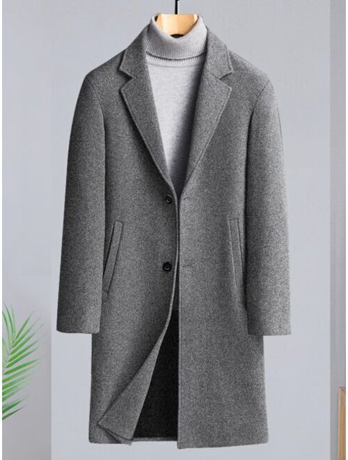 Shein Men 1pc Lapel Collar Single Breasted Overcoat