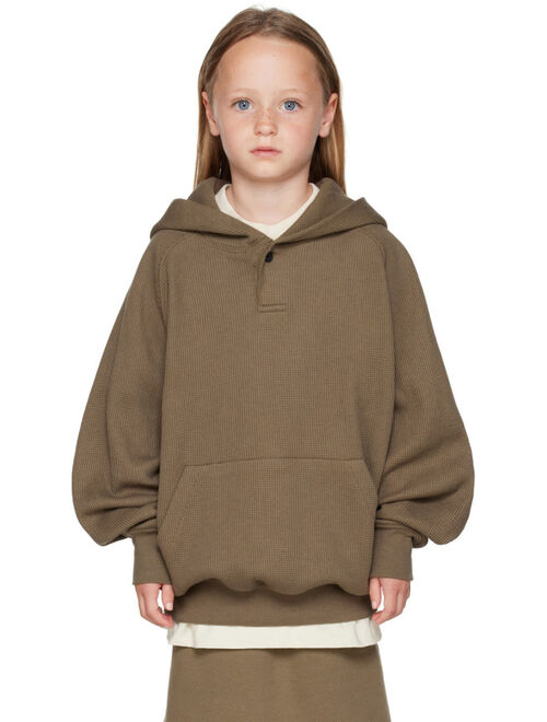 ESSENTIALS Kids Brown Henley Hoodie