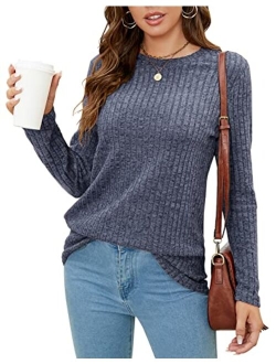 SimpleFun Women's Tunic Sweaters Lightweight Fall Casual Long Sleeve Crewneck Pullover Tops