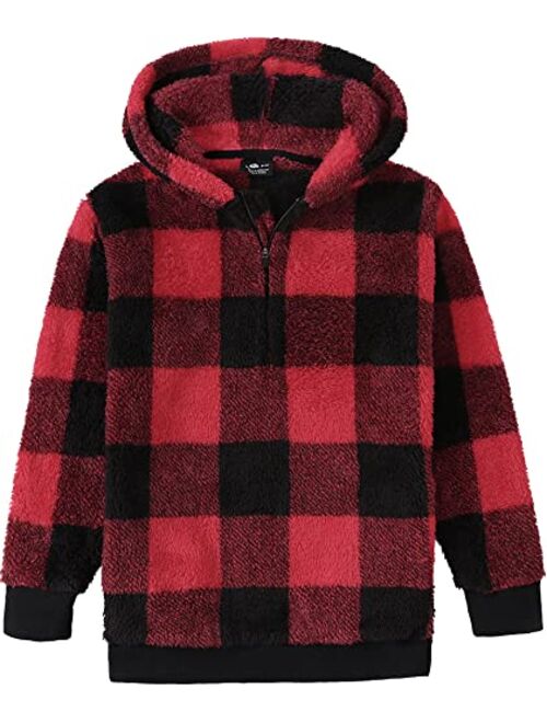 Lldress Girls Sherpa Fleece Hoodies Sweatshirts Kids Pullover Winter Tops Warm Fashion Outwear Fall Clothes with Pockets