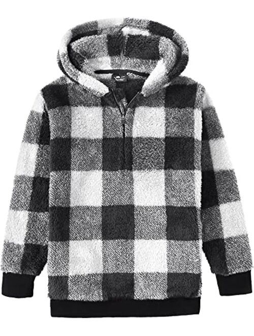 Lldress Girls Sherpa Fleece Hoodies Sweatshirts Kids Pullover Winter Tops Warm Fashion Outwear Fall Clothes with Pockets