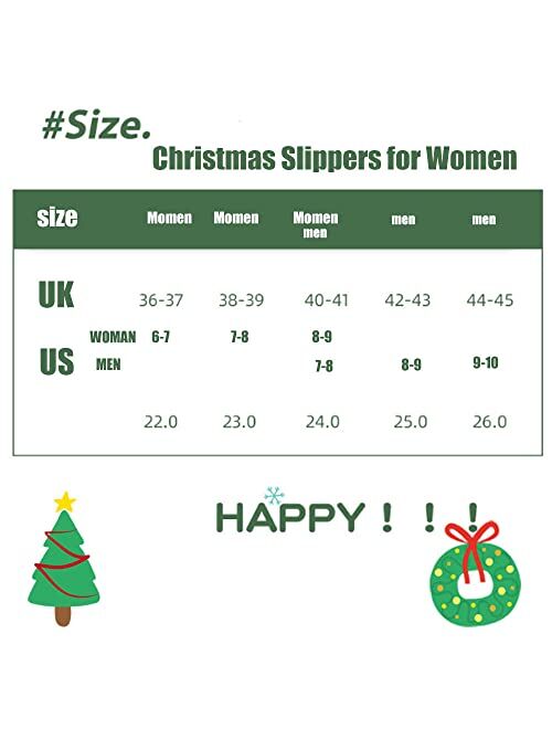 LELEBEAR Christmas Slippers for Women Novelty Holiday Slippers Cute Santa Claus Soft Bottom Plush Slippers to Keep Warm in Winter