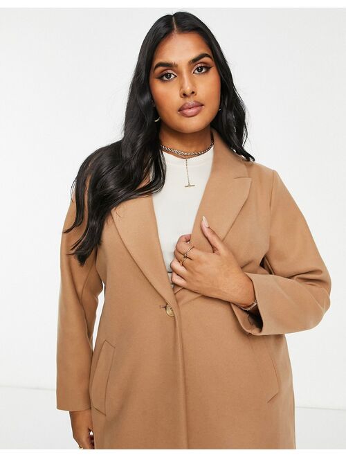 Simply Be single breasted formal coat in camel