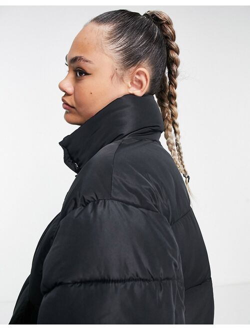 Sixth June oversized cropped hooded puffer jacket in black