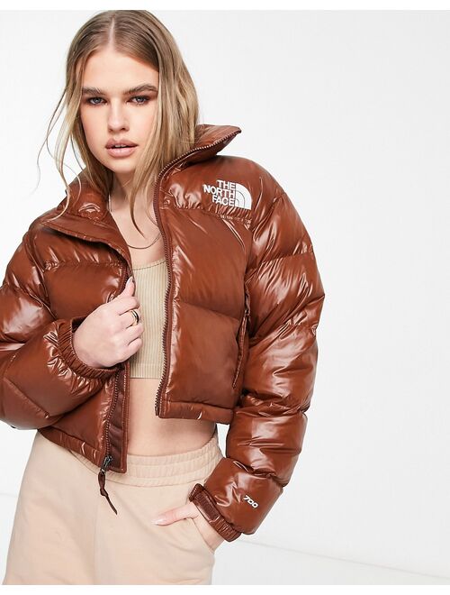 The North Face Nuptse cropped down jacket in brown