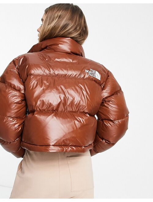 The North Face Nuptse cropped down jacket in brown