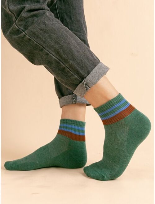 YU&MA1268 SOCKS Store 7pairs Men Striped Pattern Socks