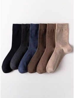 6pairs Men Solid Crew Socks