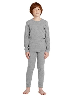 Boys 100% Cotton Thermal Underwear Set, Ultra Soft Long Johns, Base Layer for Kids Top & Bottom (Thermoflux B10)