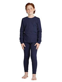 Boys 100% Cotton Thermal Underwear Set, Ultra Soft Long Johns, Base Layer for Kids Top & Bottom (Thermoflux B10)