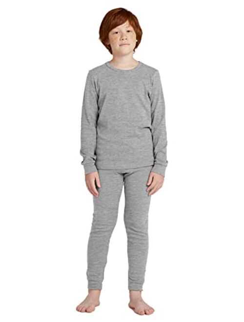 LAPASA Boys 100% Cotton Thermal Underwear Set, Ultra Soft Long Johns, Base Layer for Kids Top & Bottom (Thermoflux B10)