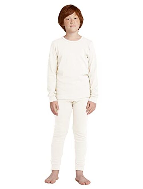 LAPASA Boys 100% Cotton Thermal Underwear Set, Ultra Soft Long Johns, Base Layer for Kids Top & Bottom (Thermoflux B10)