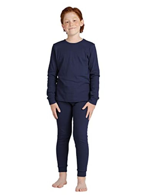 LAPASA Boys 100% Cotton Thermal Underwear Set, Ultra Soft Long Johns, Base Layer for Kids Top & Bottom (Thermoflux B10)