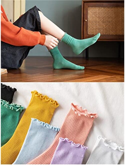 GuaziV Women's Cotton Socks, 5-8 Pairs Womens Fun Novelty Crew Colorful Patterns Super Soft Fashion Casual Socks