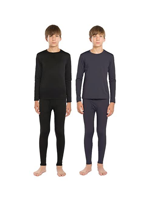 ViCherub Thermal Underwear Set for Boys Long Johns for Kids Base Layer Fleece Lined Thermals 2 Sets Boy