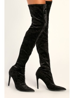 Rayssa Black and Gold Over the Knee Pointed-Toe Boots