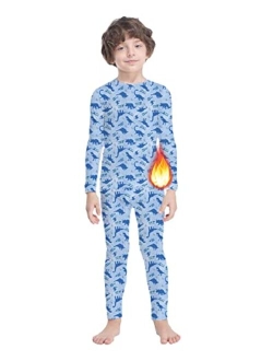 MANCYFIT Thermal Underwear for Boys Fleece Lined Long Johns Set Kids Base Layer Ultra Soft