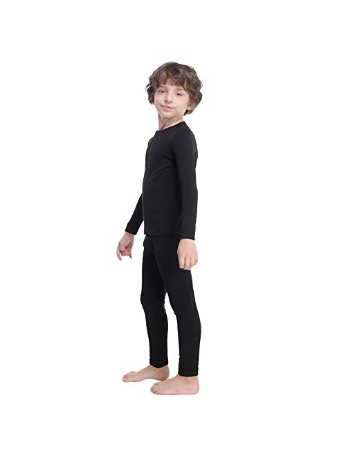 MANCYFIT Thermal Underwear for Boys Fleece Lined Long Johns Set Kids Base Layer Ultra Soft