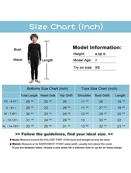 MANCYFIT Thermal Underwear for Boys Fleece Lined Long Johns Set Kids Base Layer Ultra Soft