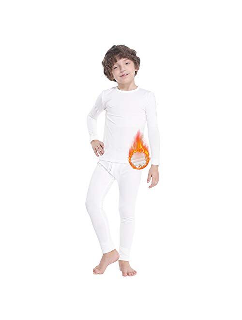 MANCYFIT Thermal Underwear for Boys Fleece Lined Long Johns Set Kids Base Layer Ultra Soft