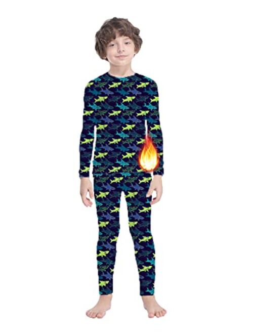 MANCYFIT Thermal Underwear for Boys Fleece Lined Long Johns Set Kids Base Layer Ultra Soft