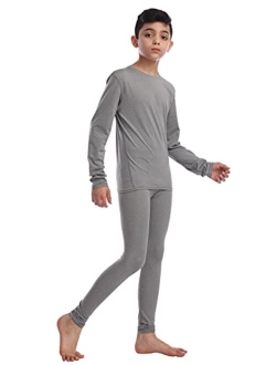 Cvvtee Boys Athletic Base Layer Compression Underwear Set 2pcs Thermal Long John for Kids