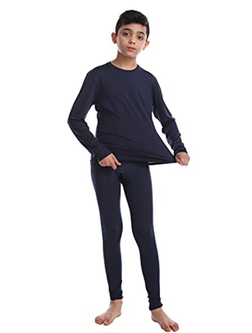 Cvvtee Boys Athletic Base Layer Compression Underwear Set 2pcs Thermal Long John for Kids