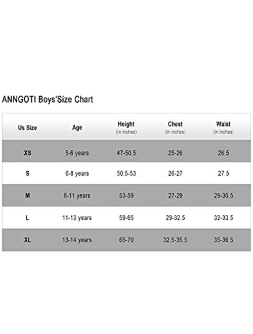 Anngoti Boy's Thermal Underwear Long Sleeve Athletic Base Layer Compression Underwear Shirt Tights Set