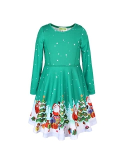 MODAFANS Girls Dress Long Sleeve Twirly Swing Party Casual Dress Tie Dye Mermaid Dress for Kids Toddler with Pockets