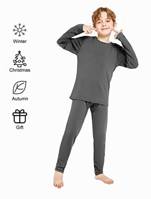 Resinta 3 Sets Boys Thermal Underwear Warm Soft Thermal Top and Long Johns for Boys