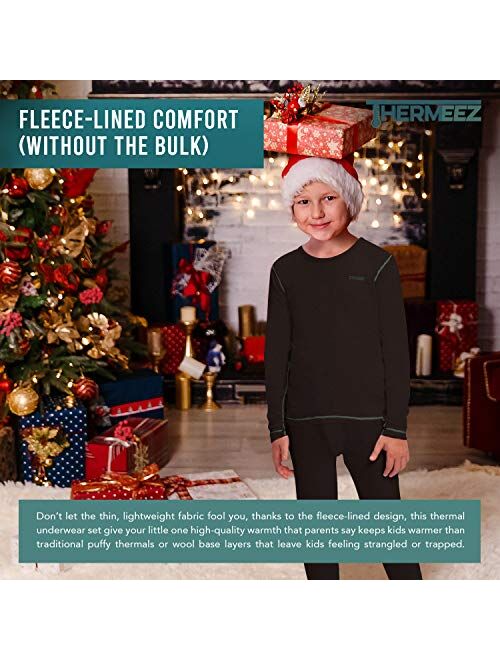 Thermeez Thermal Underwear for Boys (Thermal Long Johns) Sleeve Shirt & Pants Set, Base Layer w/Leggings Bottoms Ski/Extreme Cold