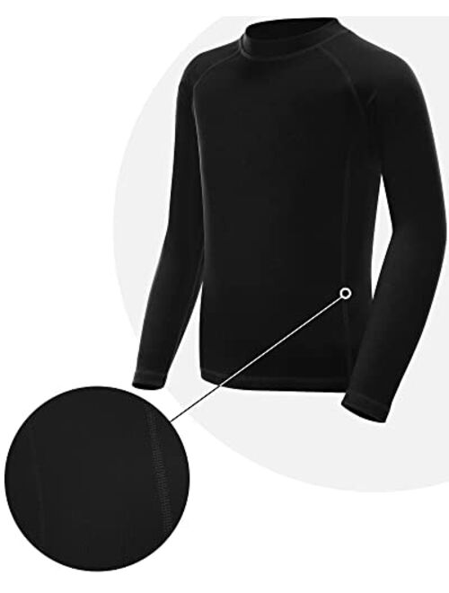 Runhit Boys Thermal Underwear Set Youth Kids Long Johns Boy Base Layer Soft Thermal Pants Fleece Lined Long Sleeve Shirt