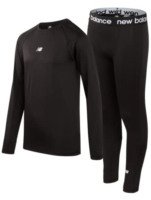 New Balance Boys' Performance Underwear Set - Base Layer Long Sleeve T-Shirt and Tights