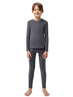 SIORO Boys Thermal Underwear Set Soft Double Fleece Warm Long Johns Set Base Layer with Fly