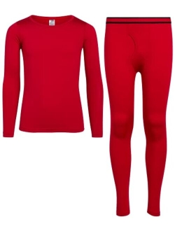 Only Boys Thermal Underwear Set 2 Piece Brushed Fleece Top and Long Johns (2T-16)