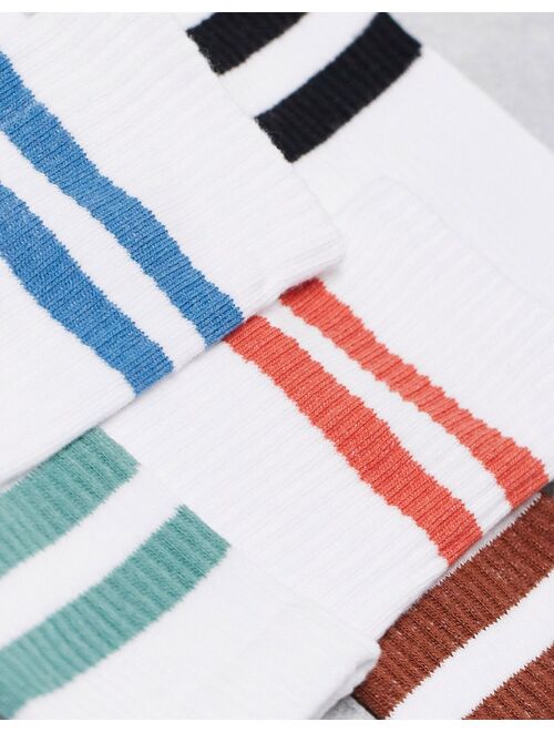 New Look 5-pack contrast sports socks in white