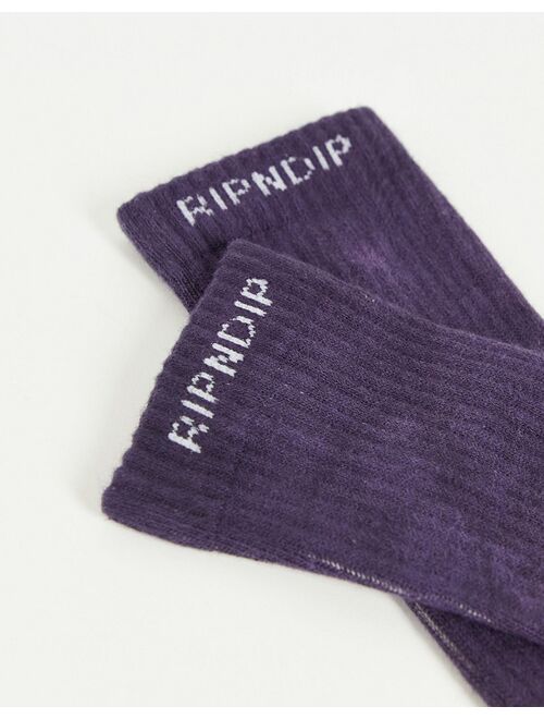 Rip N Dip RIPNDIP lord nermal tie-dye socks in navy and mauve