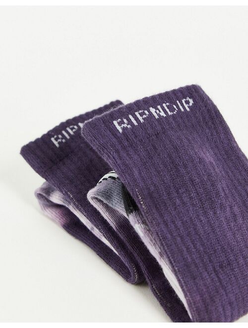 Rip N Dip RIPNDIP lord nermal tie-dye socks in navy and mauve