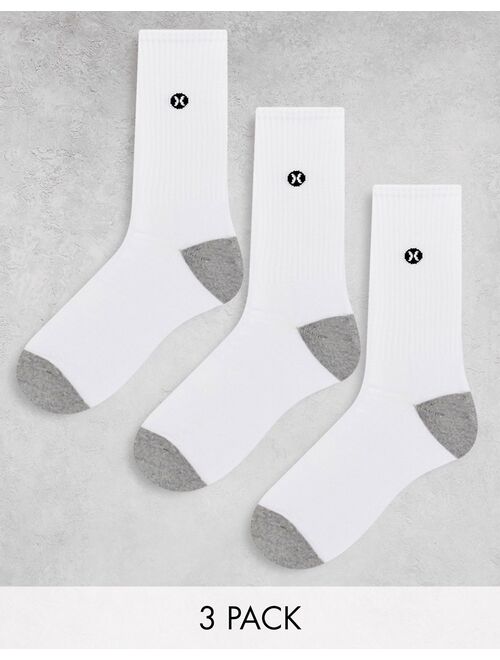 Hurley Terry 3 pack socks in white