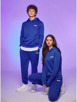 UNISEX 1pc Letter Graphic Drop Shoulder Hoodie & 1pc Sweatpants