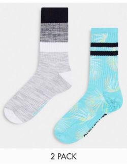 Palm 2 pack socks in blue/gray
