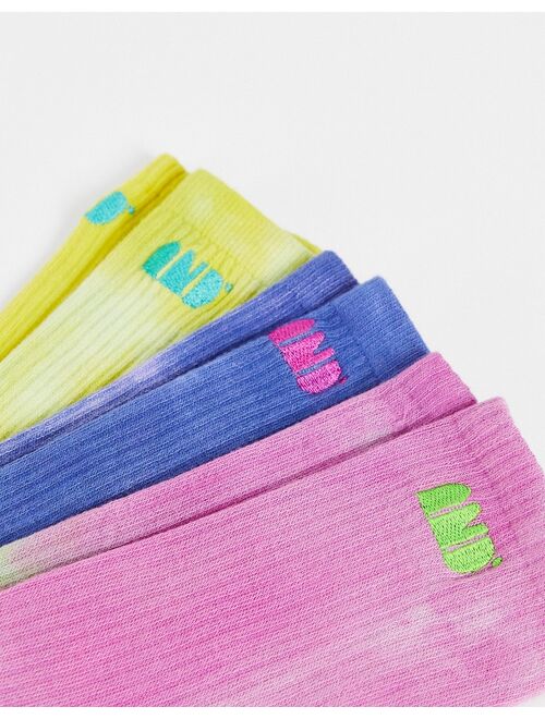 Bershka 3 pack socks in tie dye