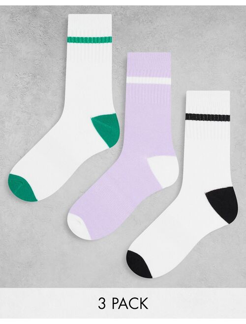 South Beach 3 pack sports crew socks in mutli