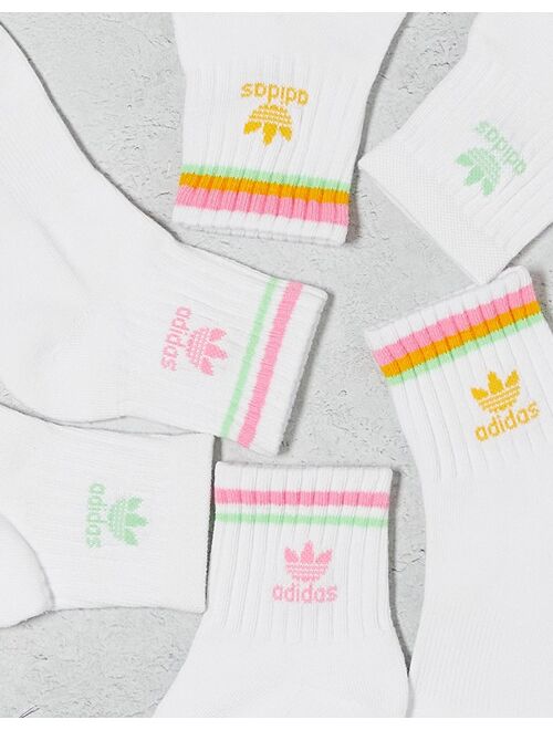 adidas Originals cosmic 3-pack quarter socks in white