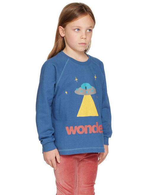 JELLYMALLOW Kids Blue Spaceship Sweatshirt