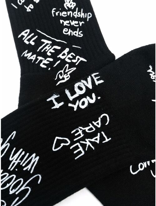 Golden Goose slogan-print ribbed-knit ankle socks