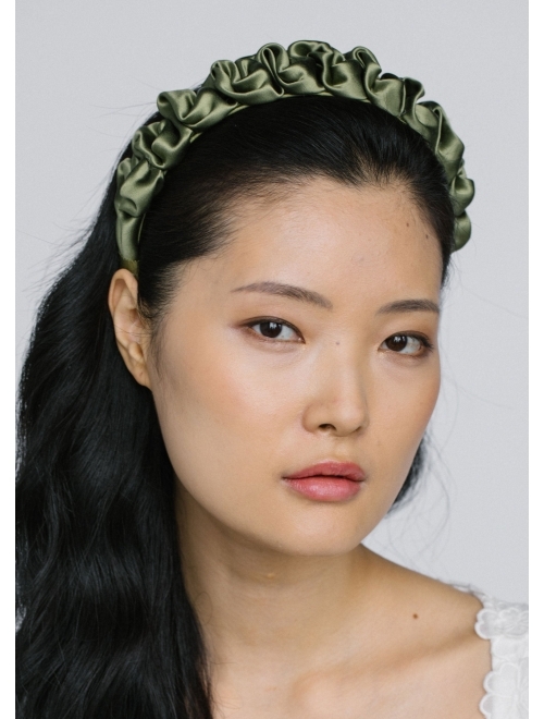 Jennifer Behr Melia satin ruffled headband